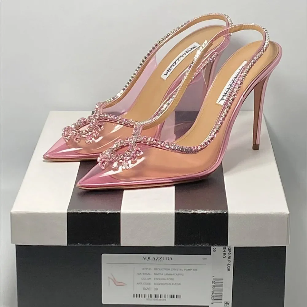 Aquazzura Seduction 105mm crystal-embellished pumps size 38